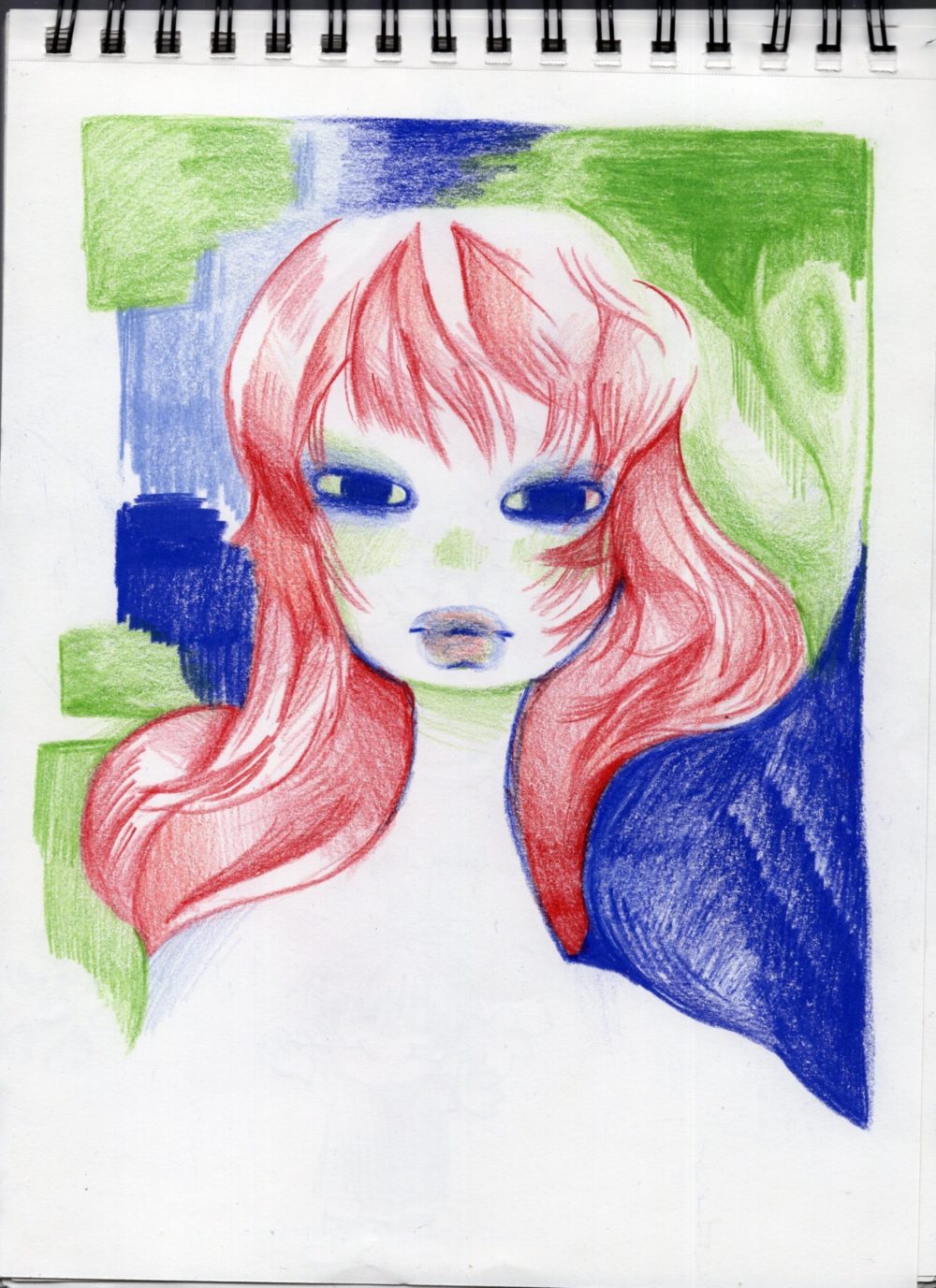 From the personal high school sketchbook of artist Vera Hanjani, Color pencil portrait