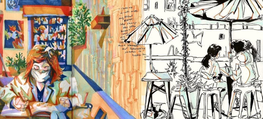 From the personal high school sketchbook of artist Adriana Gonzalez, Interior Study page 2.﻿ IG: @lemon_girl_here